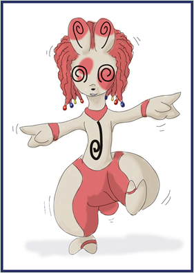 Okay, this... this is not what I had in mind at all, but it's AWESOME.  A lot of people who do Spinda evolutions seem to focus on the dazed/drunk aspect, and Spindrunk here, by Shinyscyther (http://shinyscyther.deviantart.com/), was by far the most hilarious one I found.﻿