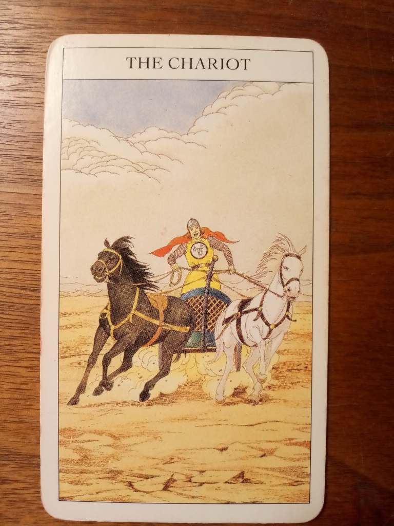 A tarot card, the Chariot.
