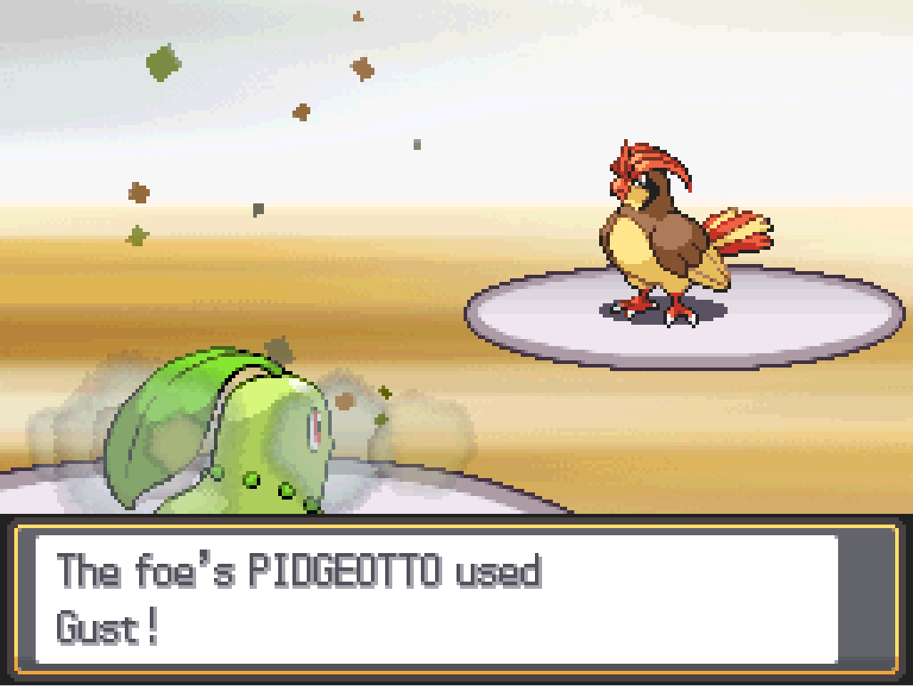 Battle screen: The foe's Pidgeotto used Gust!