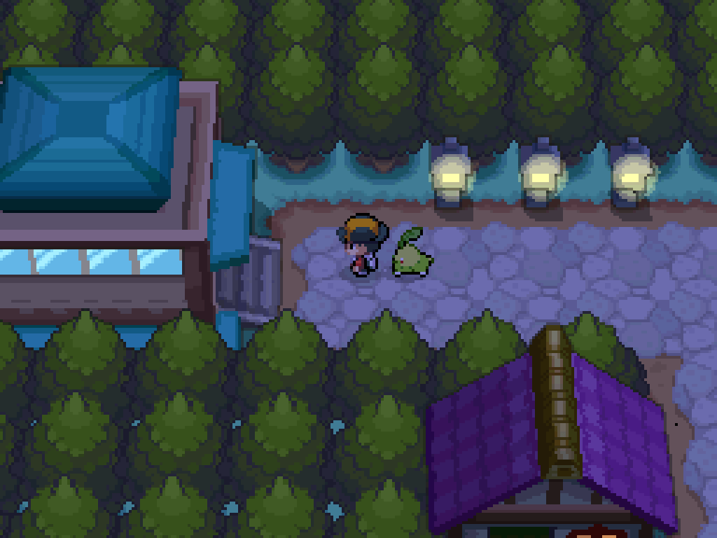 Outside a gatehouse, leaving Violet City.