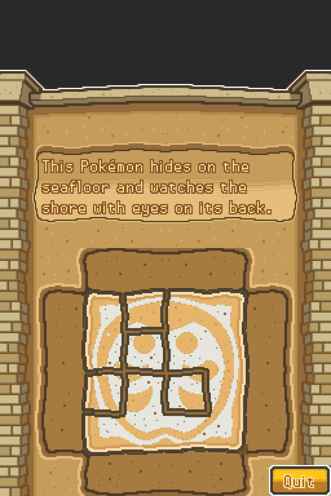 The completed puzzle, the image of a Kabuto, flashes white.