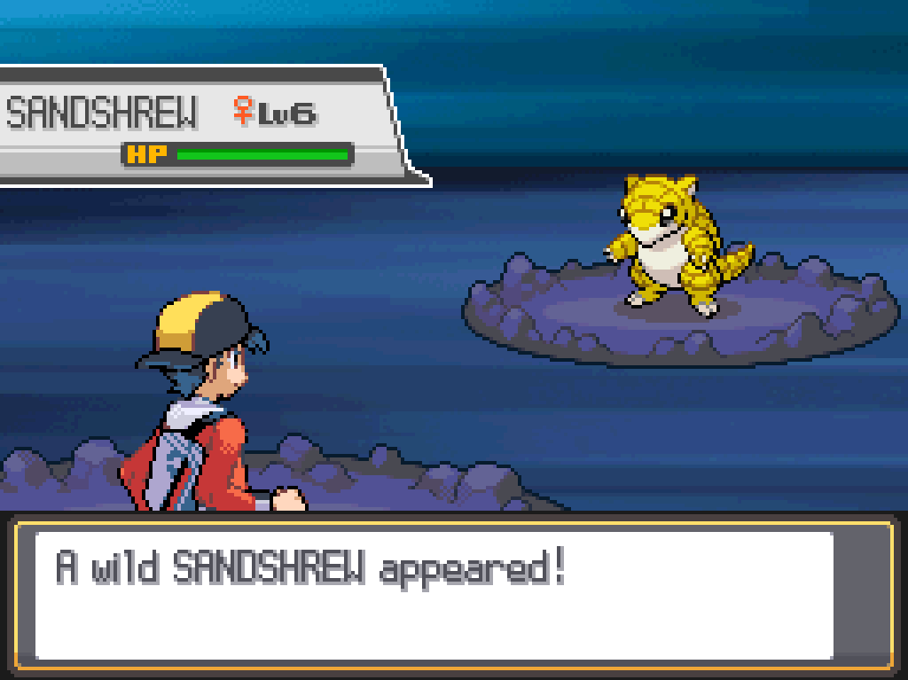A wild Sandshrew appeared! (Female, level 6)