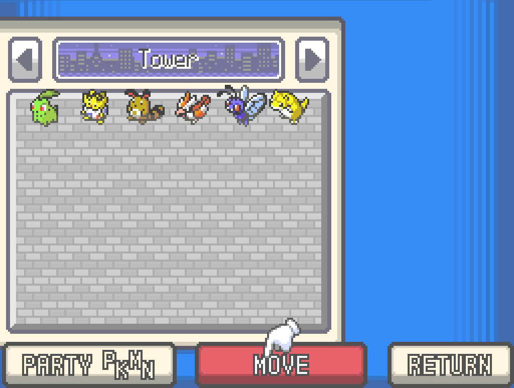 Depositing Vasya, Lil' Toby, Charlotte, Breeze, Hopewell and Pineapple into the PC Box.