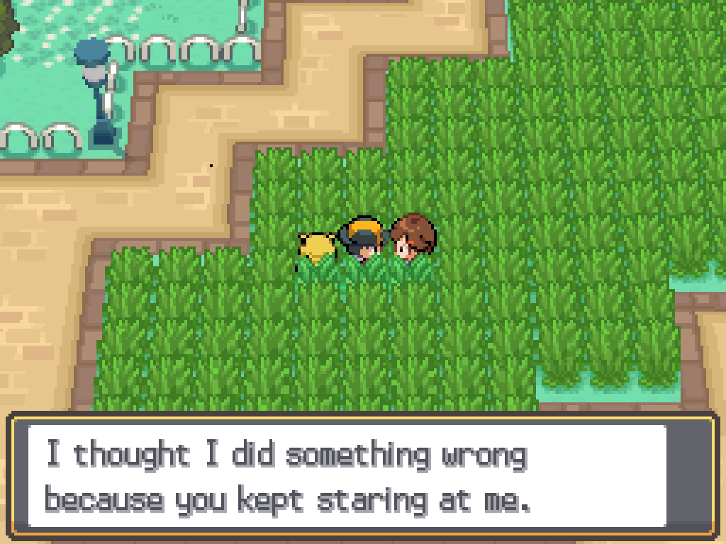 Talking to a young girl in some deep grass in the park: I thought I did something wrong because you kept staring at me.