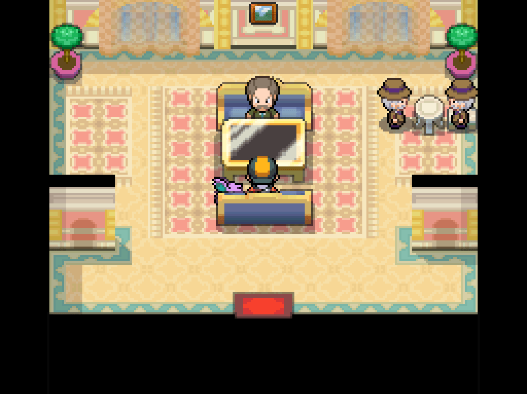 Facing Mr. Game across the game table.