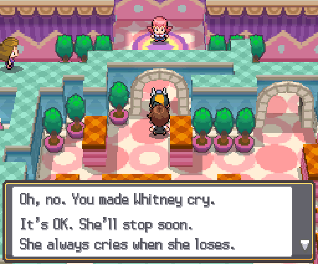 Girl: Oh no. You made Whitney cry. It's OK. She'll stop soon. She always cries when she loses.