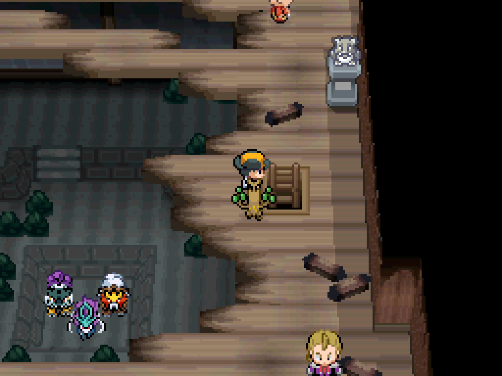 At the top of a ladder leading down into the basement of the Burned Tower.