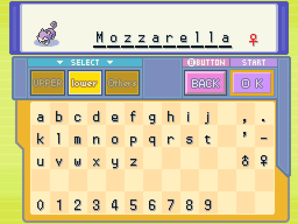 Naming Rattata: Mozzarella