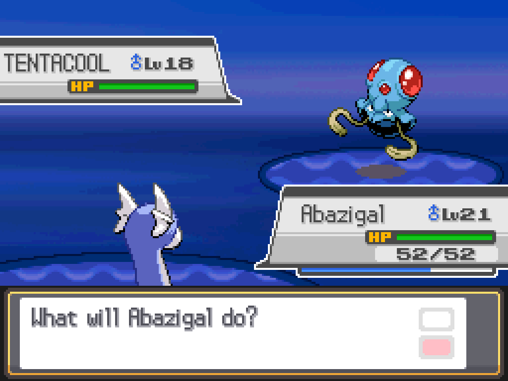 Facing a wild level 18 male Tentacool