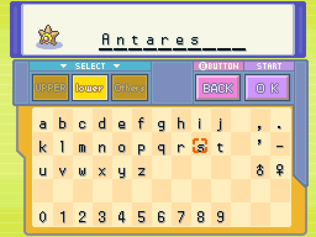 Naming Staryu: Antares