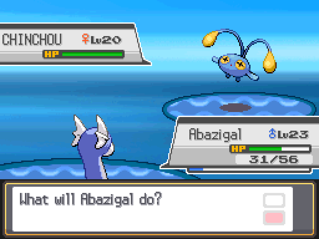 Facing a wild level 20 female Chinchou