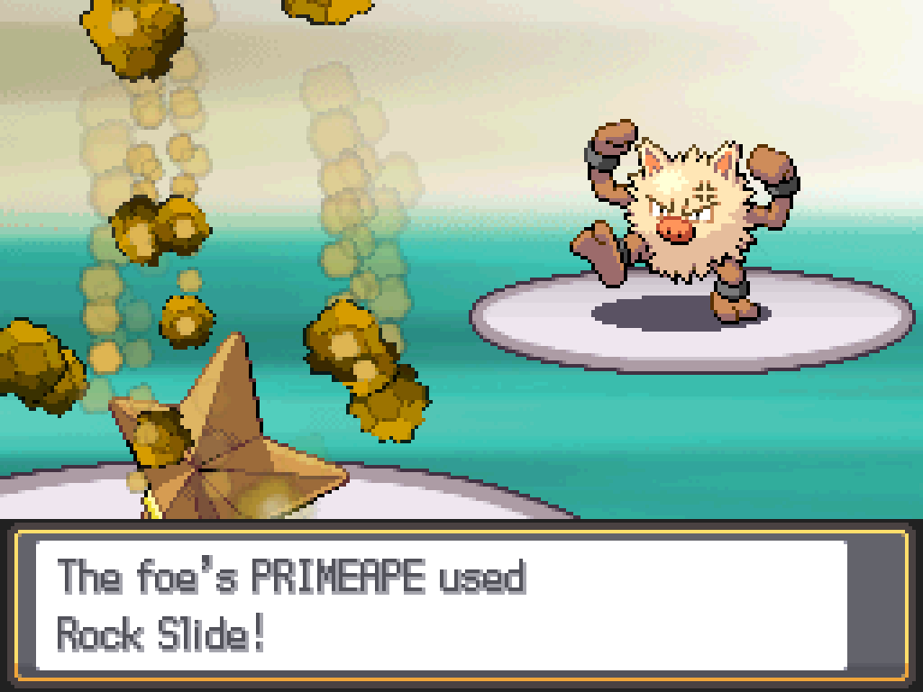 The foe's Primeape used Rock Slide!