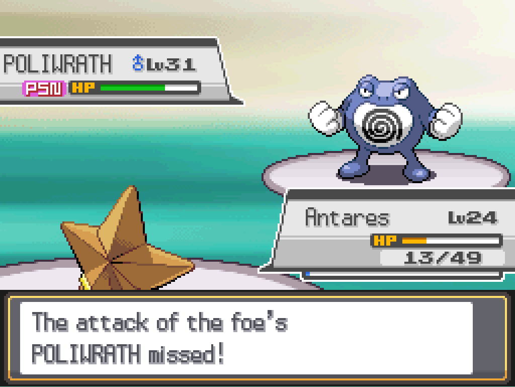 The attack of the foe's Poliwrath missed!