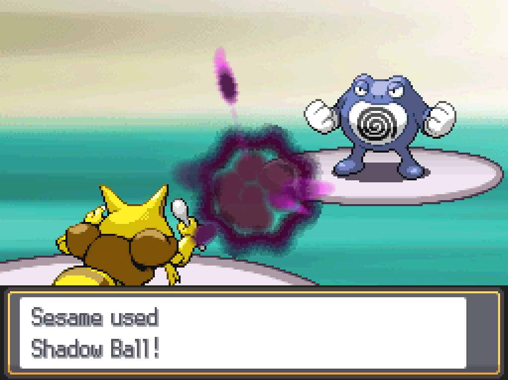 Sesame the Kadabra is now on my side of the field. Sesame used Shadow Ball!