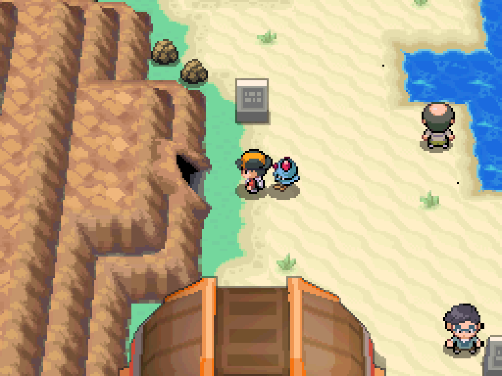 Outside a cave entrance in the cliff face on the west side of Cianwood City.