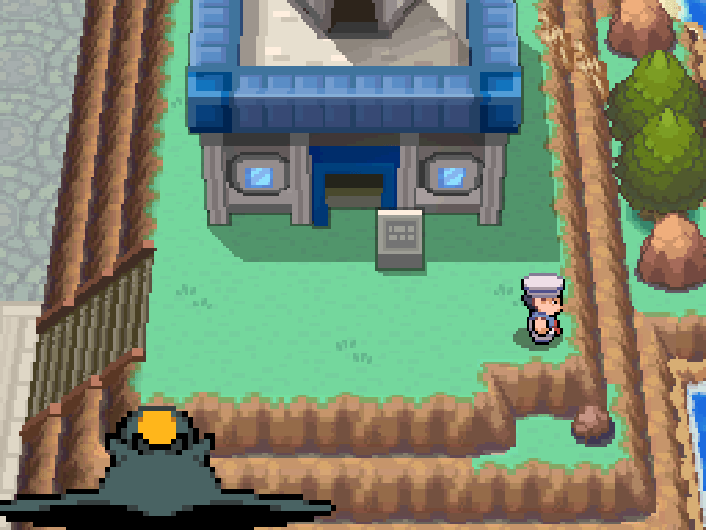 Outside the lighthouse, flying away on the back of a Pokémon.