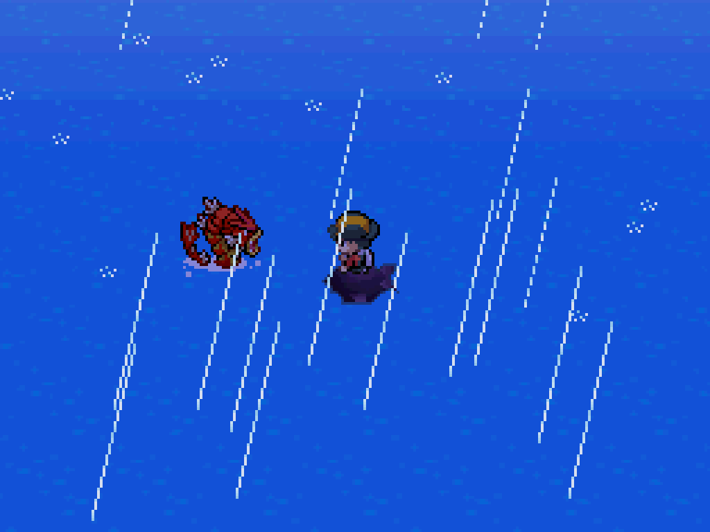 In the middle of the lake. A red Gyarados is ahead.